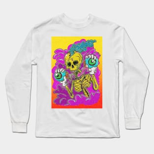 Psychedelic Skeleton holding eyeballs Long Sleeve T-Shirt